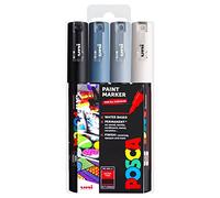 Posca - Pennarelli per pittura artistica PC-1M - Set di 4 - in custodia di plastica (Grey Tones)