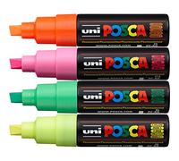 POSCA - Pennarello a punta larga fluorescente PC-8K - Confezione da 4