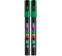 POSCA - Pennarello acrilico PC-3M con punta tonda fine, verde scuro (Confezione da 2)
