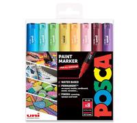 Posca Pennarello indelebile a base d'acqua, multiuso, PC-1M, 0,7-1,0 mm, extra fine, set da 8 in confezione regalo, toni primaverili