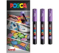 Posca - Pennarello indelebile a base d'acqua - uso multi superficie - PC-1M - Confezione da 3 penne a portafoglio (Viola)