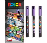 Posca - Pennarello indelebile a base d'acqua - uso multi superficie - PC-1MR - Confezione da 3 penne a portafoglio - nero (Viola)