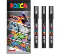 Posca - Pennarello indelebile a base d'acqua - uso multi superficie - PC-3M - Confezione da 3 penne a portafoglio (argento)