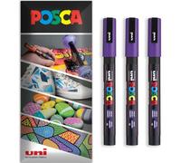 Posca - Pennarello indelebile a base d'acqua - uso multi superficie - PC-3M - Confezione da 3 penne a portafoglio (Viola)