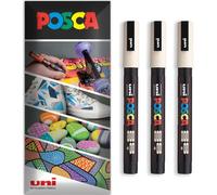 Posca - Pennarello indelebile a base d'acqua - uso multi superficie - PC-3M - Confezione da 3 penne a portafoglio (beige)