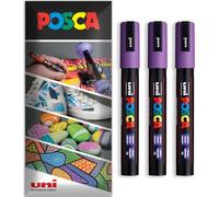 Posca - Pennarello indelebile a base d'acqua - uso multi superficie - PC-5M - Confezione da 3 penne a portafoglio (Viola)