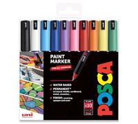 Posca Pennarello indelebile a base d'acqua, uso su varie superfici, PC-1MR, 0,7 mm, ultra fine, set da 10
