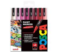 posca Uni PC-3M - Set di 8 pennarelli in confezione regalo, colore: Rosso