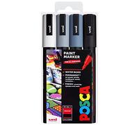 POSCA Uni PC-5M - Set di 4 pennarelli a vernice in sacchetto di plastica, colore: Grigio