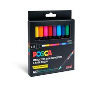 Posca - Uniposca Set Completo con 10 Pennarelli Punta Extra-Fine, 0.7 mm - Penna