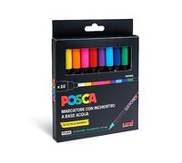 Posca - Uniposca Set Completo con 10 Pennarelli Punta Extra-Fine, 0.7 mm - Pennarelli Acrilici Uni Posca, Ideali come Colori per Bambini e Artisti, Lavoretti Creativi, Colori Tessuto e Altre Superfici