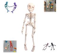 Poseable Skeleton Fridge Magnet, Halloween Glowing 3D Printed Funny Goth Skeleton Refrigerator Magnets with Movable Multi-Color Human Skull Magnetic for Halloween Enthusiasts & Collectors (C)