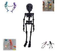 Poseable Skeleton Fridge Magnet, Halloween Glowing 3D Printed Funny Goth Skeleton Refrigerator Magnets with Movable Multi-Color Human Skull Magnetic for Halloween Enthusiasts & Collectors (A)