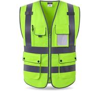 POSEDWRA Gilet Riflettente di Sicurezza Cantiere Abbigliamento Riflettente Edilizia Gilet Riflettente Giallo Abbigliamento Riflettente