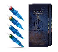 POSEIDON V3 Tattoo Cartridge Needles 30 pezzi con membrana di sicurezza Cartridges Disposable Tattoo Needle for Tattoo Artists Curved/Magnum rotondo (1205RM)..