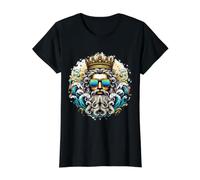 Poseidone Gangsta Costume Dio Tridente Greco Antico Maglietta con Stampa Grafica Economica, Donna, Nero, S