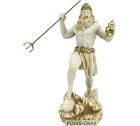 Poseidone greco Dio del mare Nettuno statua scultura statuetta colore invecchiato 18 cm