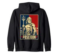 Poseidone Oceano Dio Tridente Onde Mitologia Felpa con Cappuccio