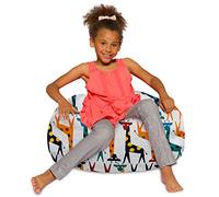 Posh Beanbags - Poltrona a sacco, misura media, 68,6 cm, in tela, motivo: giraffe su sfondo bianco