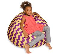 Posh Beanbags Poltrona a sacco per bambini, ragazzi e adulti, con fodera rimovibile e lavabile in lavatrice, 96,5 cm, grande, motivo a zigzag viola e giallo