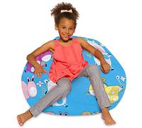 Posh Creations Beanbags Poltrona a sacco, grande, 96,5 cm, in tela, motivo: animali della fattoria su sfondo blu