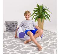 Posh Creations Beanbags - Poltrona a sacco, misura media, 68,6 cm, motivo: pallone da calcio, colore: viola e bianco