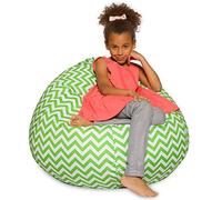 Posh Creations Grande e comodo pouf elegante con rivestimento rimovibile, per bambini, ragazzi e adulti, in tessuto di poliestere, per tutte le età, 96,5 cm, verde e bianco