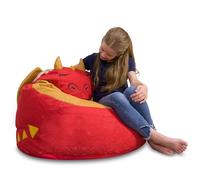 Posh Creations Poltrona a sacco per bambini, morbida e confortevole, motivo drago rosso