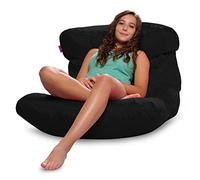 Posh Creations Poltrona a sacco strutturata comoda per giocare, leggere e guardare la TV, sdraio Laguna, in microsuede - nero