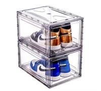 POSH Scatole portascarpe trasparenti - Set da 6, impilabili | Plastica trasparente, apertura magnetica, per sneaker e scarpe da ginnastica, organizzazione salvaspazio