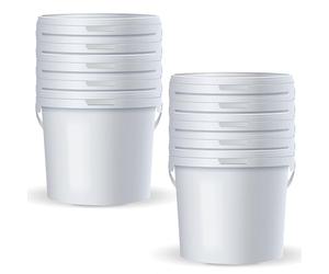 POSH Secchiello con coperchio, bianco, secchio in plastica per uso alimentare, antiperdite, inodore, robusto, stabile e ermetico, con manico (10,2 l)