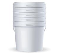 POSH Secchio con coperchio 5L - Bianco, in plastica, per alimenti, a prova di perdite, inodore, robusto, stabile, ermetico, secchio con manico (5, 5L)