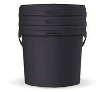 POSH Secchio con coperchio - Nero, in plastica, per alimenti, impermeabile, inodore, robusto, stabile, ermetico, secchio con maniglia (3, 10L)