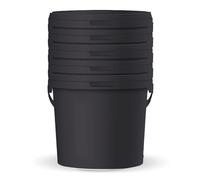 POSH Secchio da costruzione con coperchio da 10 l, set da 5 secchi da costruzione neri per uso alimentare, con manico, inodore, ermetico e a prova di perdite, in plastica robusta, colore nero