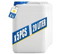 POSH Tanica 5 x 20 L con Tappo a Vite - Bottiglie in HDPE Trasparenti | Per Liquidi, Acqua e Olio, Ermetiche e a Prova di Perdite, Contenitori per Casa, Laboratorio e Officina