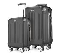 POSH Valigia rigida con ruote trolley bagaglio a mano, grande, media, piccola in ABS, Set di valigie leggere da 3 pezzi nelle misure M-L-XL (nero, M+XL)