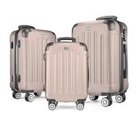 POSH Valigia rigida con ruote trolley bagaglio a mano, grande, media, piccola in ABS, Set di valigie leggere da 3 pezzi nelle misure M-L-XL (champagne, SET)