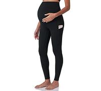 POSHDIVAH Leggings da Allenamento per maternità da Donna sopra la Pancia Pantaloni da Yoga per Gravidanza con Tasche Morbidi Pantaloni da Lavoro Activewear, Nero, M