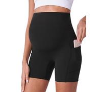 POSHDIVAH - Pantaloncini Premaman da Donna Che Coprono la Pancia, Biker, Allenamento, Yoga, attività Estiva, Gravidanza, Corsa, Leggings Corti, 12,7 cm, M