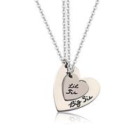 Poshzone®, set da due collane a forma di cuore separabili, in argento, con scritta in inglese “Big Sis” e “Lil Sis”, per sorelle e amiche del cuore (lingua italiana non garantita)