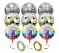 posionks 9 Pezzi Multicolori Palloncini Discoteca 22 Pollici Palloncini da Discoteca 4D Palloncini Metallici a Specchio Grande 4D per Disco Festa Da Ballo Compleanno Carnevale Feste