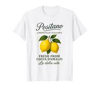 Positano Amalfi Coast Retro Italian Lemons Maglietta