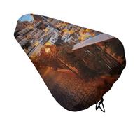 Positano Seaside Sunset Bike Seat Cover morbida imbottita per bici da uomo e donna, confortevole, impermeabile, coprisella con coulisse, cuscino di ricambio per mountain B