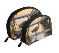 Positano Seaside Sunset portatile Shell Cosmetic Bag Set - Travel Makeup Organizer con cerniera e scomparti interni, Wild Goose sul ponte, Taglia unica