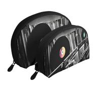 Positano Seaside Sunset portatile Shell Cosmetic Bag Set - Travel Makeup Organizer con cerniera e scomparti interni, Dischi in vinile, Taglia unica