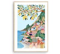 Positano, stampa artistica della Costiera Amalfitana, regalo di viaggio, poster di viaggio, stampa europea, costa italiana, Riviera italiana, inaugurazione della casa (senza cornice) (23 x 28 cm)