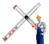 Positioning Ruler - Aluminum Alloy Silver T Square Adjustable Head, Precision Measuring Marking Tool, Multifunction Drafting Straight Edge | Long Lasting Ruler For Technical Drawing Painting Sewing