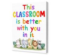 Positive Affirmation Classroom Decor - Jungle Animals & “Better With You” Quote Canvas Print - Motivational Wall Art for Teachers and Young Students(Unframed,16x24inch(40x60cm))