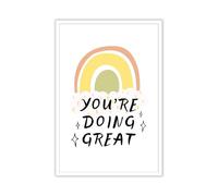Positive Affirmation Wall Art - You're Doing Great Motivational Poster with Rainbow Print, Inspirational Decor for Bedroom Office Living Room(Framed,16x24inch(40x60cm))