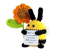 Positive Bee, Support - Bambola morbida all'uncinetto con biglietti di affermazione, per laurea, compleanno, Natale, Pasqua, uomini, insegnanti, mamma, colleghi, amici